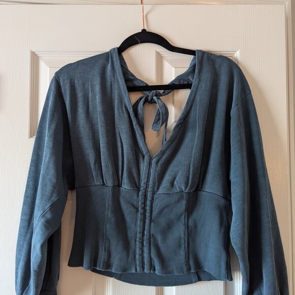 NWT Pilcro Anthropologie tie open back sweatshirt - Picture 2 of 8